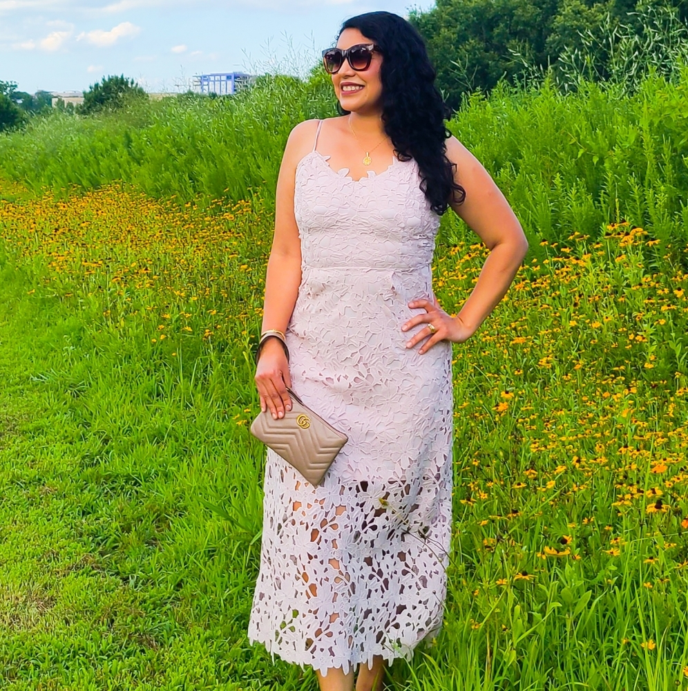 Express Blush Floral Lace Dress